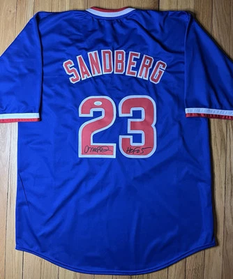 Ryne Sandberg Signed Blue Custom Chicago Cubs Jersey JSA WITNESS COA - Image 1 of 2