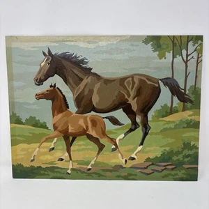 VTG PBN Paint by Numbers Horses Mare & Foal Painting Bluegrass Beauties 1960s - Picture 1 of 20