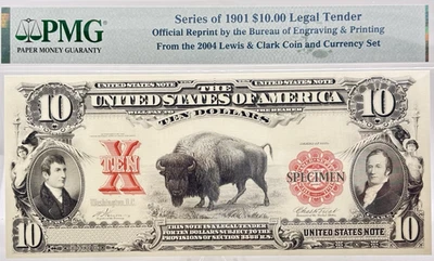 PMG Series of 1901 $10. Official Reprint #14590 - Image 1 of 4
