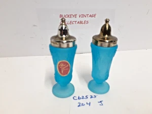 Indiana Tiara Sandwich Glass LIGHT BLUE Footed Salt Pepper Shakers RARE! - Bild 1 von 10