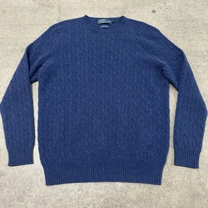 Polo Ralph Lauren Blue Cable-Knit 100% Cashmere Men's Sweater Large Tall - Picture 1 of 8