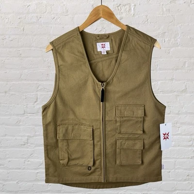 Volcom Tokyo True Vest Skate Canvas Workwear Brown Pockets Full Zip Men’s Small - Image 1 of 4