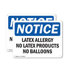 (2 Pack) Latex Allergy No Latex Products No Balloons OSHA Notice Sign Decal