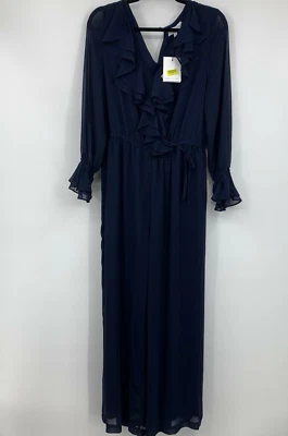 Gibson Latimer womens medium jumpsuit blue ruffles flowy romantic cottage NEW - Image 1 of 4