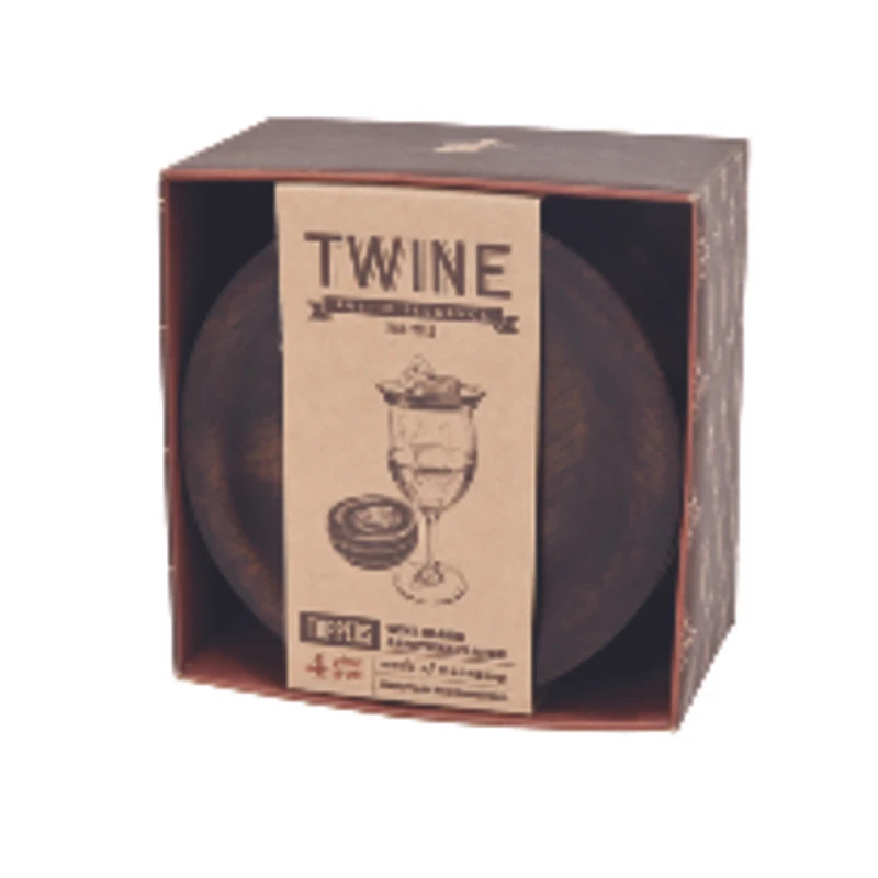 Twine Rustic Elegance Wine Glass Topper Appetizer Plates Mahogany Set of 4