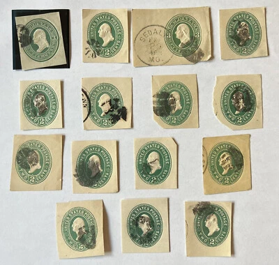 FANCY CANCELS U.S. CUT SQUARES STAMPS LOT OF 15 DIFFERENT CORK "BLOB" POSTMARKS - Image 1 of 4