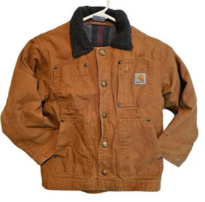 Carhartt Chore Coat Youth Canvas Insulated Blanket Lined Kids XS 6 Tan Jacket - Picture 1 of 10