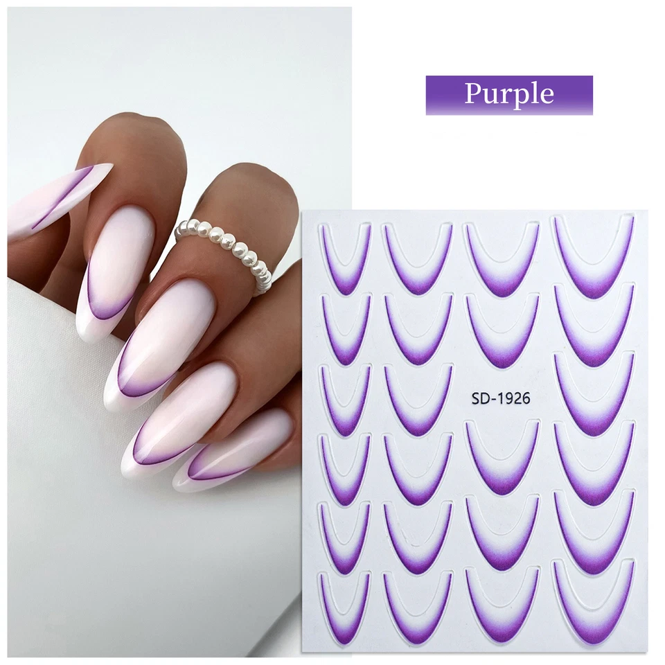 Calcomanías de uñas autoadhesivas para arte en uñas francesas degradadas de varios colores  Foto 1 de 4