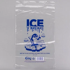 2000 CASE 10 Lb WICKETED Clear Plastic Ice Bags Store Bagger Commercial Barcode - Picture 1 of 4