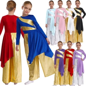 Kid Girls Dancewear Loose Bodysuit Irregular Jumpsuit Pants Dance Fit Praise - Picture 1 of 105