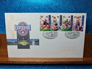 First Day Cover📮1996 (4 stamps) AFL 100 Centenary📮East Melbourne VIC - Picture 1 of 2