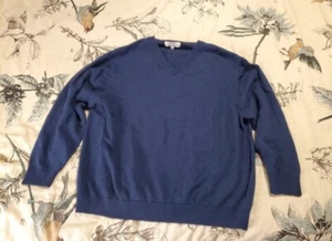 Turnbury extra fine merino wool 3XB heather blue v-neck sweater - Picture 1 of 5