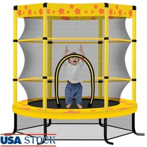Kids Trampoline W/ Safety Net Indoor Outdoor Fun Durable Round Structure 55 Inch - Picture 1 of 8