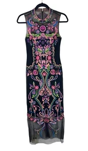 Marchesa Notte Floral Embroidered Gown Size 2 Beaded Embellished Tulle Dress - Picture 1 of 10