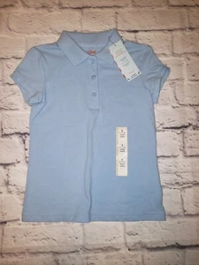 NWT Cat & Jack Girls Size Small Light Blue Short Sleeve School Uniform T-Shirt - Picture 1 of 3