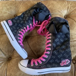 JoJo Siwa Knee High Lace up Sneakers W/Side Zipper - Youth Size 3- Bow Accent - Picture 1 of 6