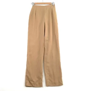 Carla Zampatti Wool Trouser Pants Womens Size 8 Tan Crepe Straight Vintage - Picture 1 of 12