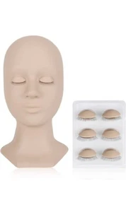 Lashview Mannequin Eyelash Training 8 Reusable Eyelids Infilled Lashes Brand New