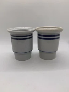 Vintage DANSK Christianshavn Blue Hurricane Lamp BASE ONLY CandleHolder Set Of 2 - Picture 1 of 10