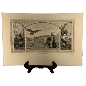Original Salon De 1879 "Saint Cuthbert-Triptyque" von E. Duez Radierung - Bild 1 von 8