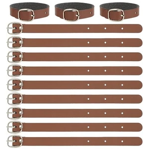 FINGERINSPIRE 12 pcs PU Leather Luggage Tag Straps 7.87" Saddle Brown Leather... - Picture 1 of 7