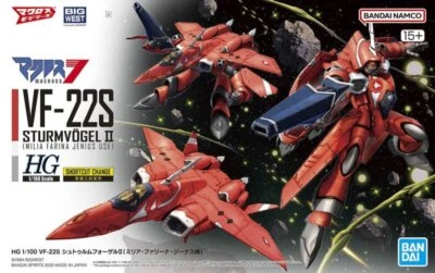 Bandai HG 1/100 Macross VF-22S Sturmvogel II (Milia Farina Jenius Use) Model Kit - Image 1 of 4