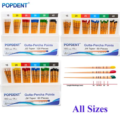 Dental Gutta Percha Points Endo .02/.04/.06 Taper for Root Canal 15-40 - Image 1 of 4
