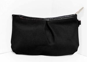 MZ Wallace Black Nylon Leather Zip Top Small Cosmetic Clutch Bag