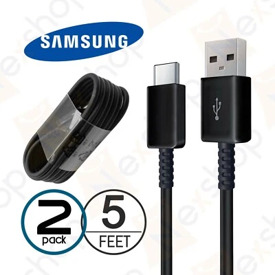 2x Original Samsung USB-C 5ft Data Charge Cable for Galaxy S10/S9/Note9/S8/Note8 - Image 1 of 4