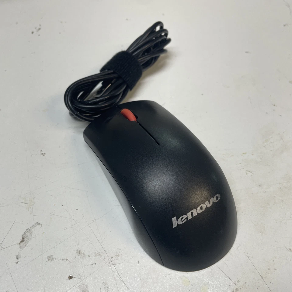 Lenovo Black Wired USB Optical Mouse MOEUUO - Image 1 of 4
