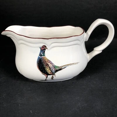 Ringed Neck Pheasant Stanhome Exclusive Gravy Boat Porcelain Hand Crafted - Image 1 of 4