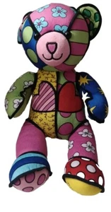 Build-a-Bear Romero Britto Peluche Firma Colorido Corazón Flor Patchwork LEER - Imagen 1 de 5