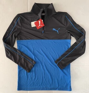 Puma Half Zip Jacket Boys L 14 16 Navy & Blue Long Sleeve Pullover New - Picture 1 of 5