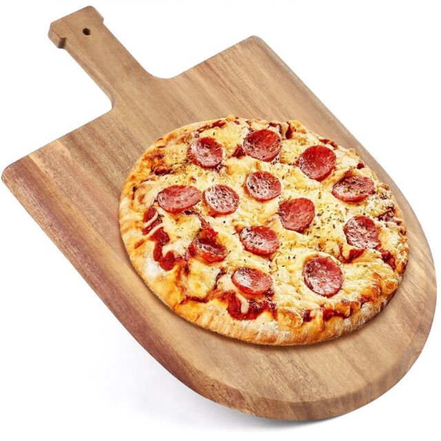 Kitchen Wood Cutting Boards with Handle, Wooden Pizza Peel 15 inch, Sm –  insunen