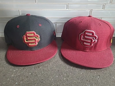 Two (2) USC Trojans New Era Hat Lot size 7 1/2 59FIFTY Collegiate Liensed - Image 1 of 4