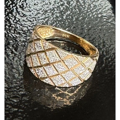 MULTI-TONE 14K YELLOW GOLD CHESSBOARD DESIGN RING SIZE 8 SKY - Image 1 of 4