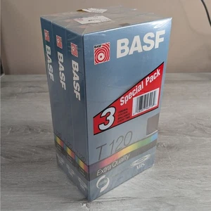BASF Extra Quality T-120 VHS 3-Pack - New and Sealed - Picture 1 of 3