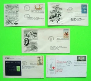 Lot/5 FIRST DAY COVERS 1960 to 1963 BOY SCOUTS Red Cross FREDERIC REMINGTON etc - Picture 1 of 5