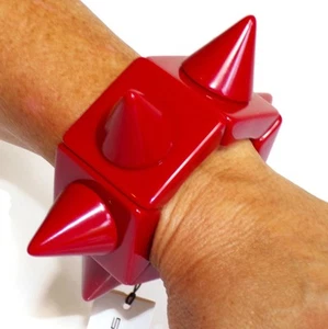 Sobral Mix 2023 Lagerfeld Red Cone Spike Beads Artist Made Statement Bracelet - Picture 1 of 4