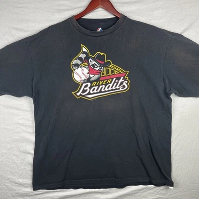 Camiseta de béisbol Quad Cities River Bandits para hombre 2XL XXL negra majestuosa MiLB Foto 1 de 4