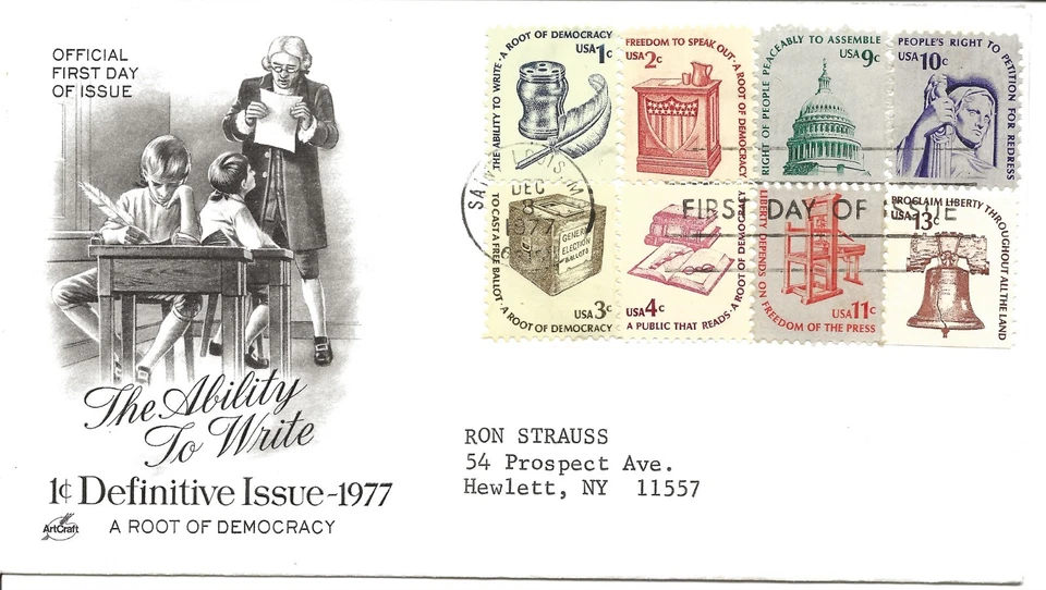 US Scott #1581, First Day Cover 12/8/77 Saint Louis COMBO Democracy - Image 1 of 1