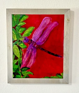 original Acrylic art signed And framed Dragonfly - Picture 1 of 3