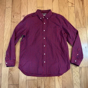 Old Navy Classic Shirt XL Red Blue Cotton Button-Up Long Sleeve Office Casual - Picture 1 of 10