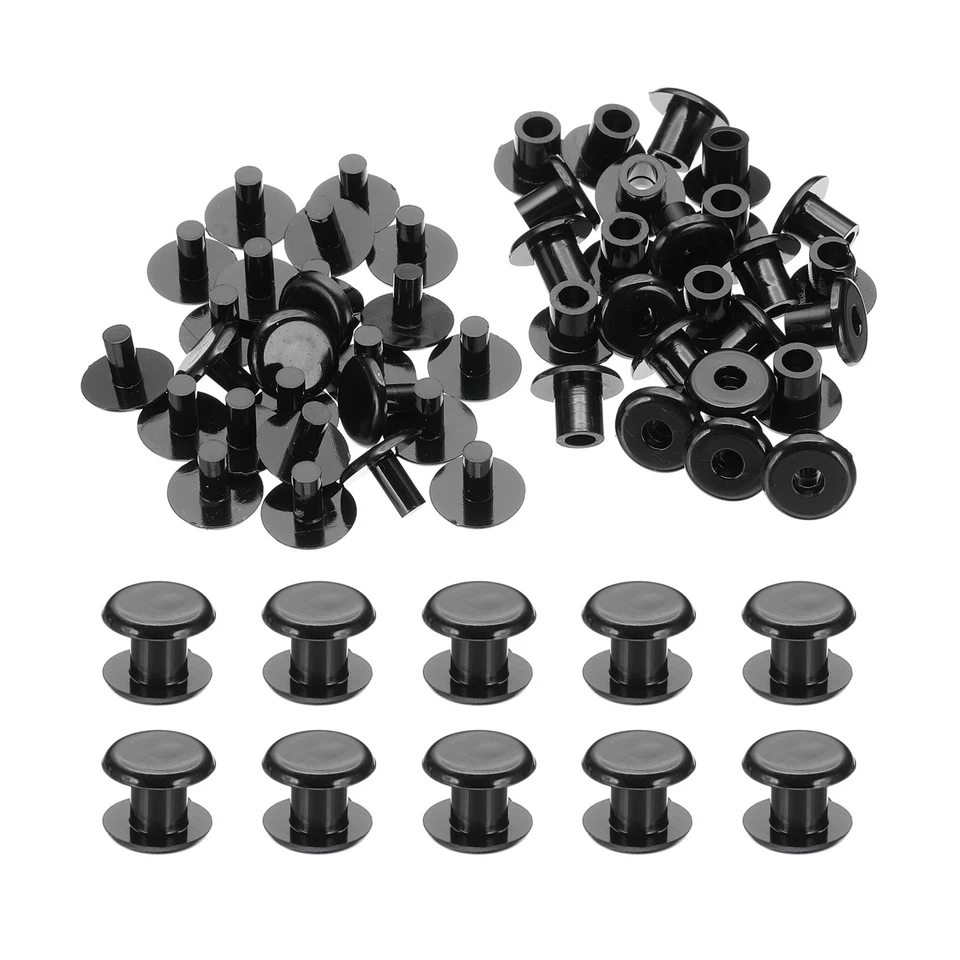 M5*6mm Plastic Binding Post 24 Sets Chicago Screws Rivet Black Press-on Buckle Foto 1 de 4