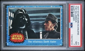 1977 STAR WARS SCANLENS THE VILLAINOUS DARTH VADER ROOKIE CARD PSA 7 NM POP 3!!! - Picture 1 of 2