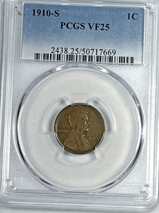 1910-S Lincoln Cent : PCGS VF25 - Picture 1 of 4
