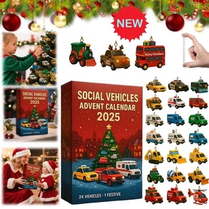Social Vehicles AdventCalendar 2025, Car Hanging Ornaments 24 DaysChristmas - Picture 1 of 15