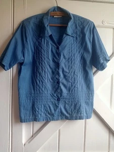 Adini 100% cotton top button down v neck with collar short sleeves Size M A1 - Picture 1 of 7