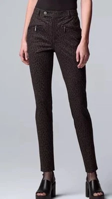 Simply Vera Wang Skinny Pants, Brown Black Animal Print Leopard Size L - Image 1 of 4