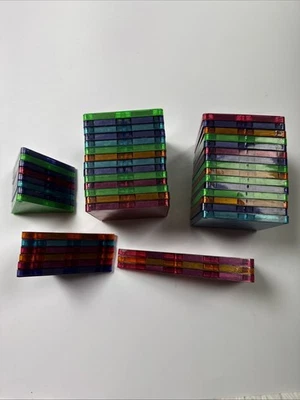 Magna Tiles Brand Lot of 46 MAGNETIC BUILDING TILES Multiple Colors Shapes - Image 1 of 4